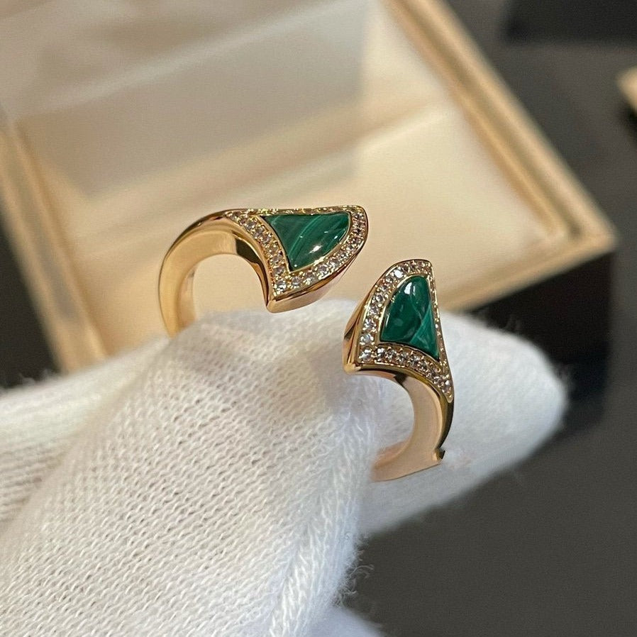 [Royal Top]DREAM MALACHITE DIAMOND OPEN RING