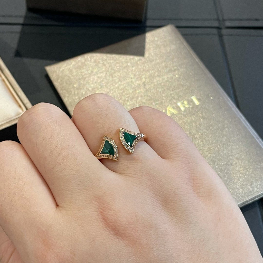 [Royal Top]DREAM MALACHITE DIAMOND OPEN RING
