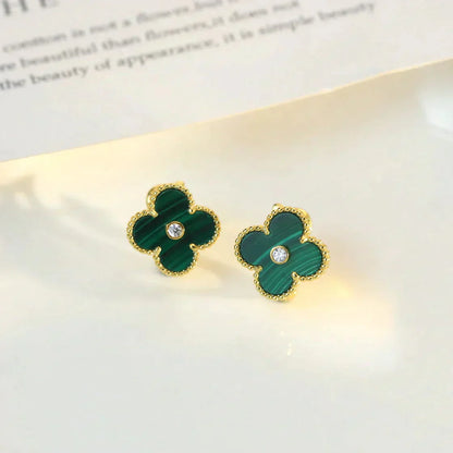 [Royal Top]CLOVER MEDIUM 1 MOTIFS MALACHITE DIAMOND EARRINGS