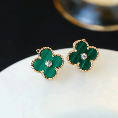 [Royal Top]CLOVER MEDIUM 1 MOTIFS MALACHITE DIAMOND EARRINGS