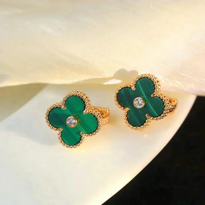[Royal Top]CLOVER MEDIUM 1 MOTIFS MALACHITE DIAMOND EARRINGS