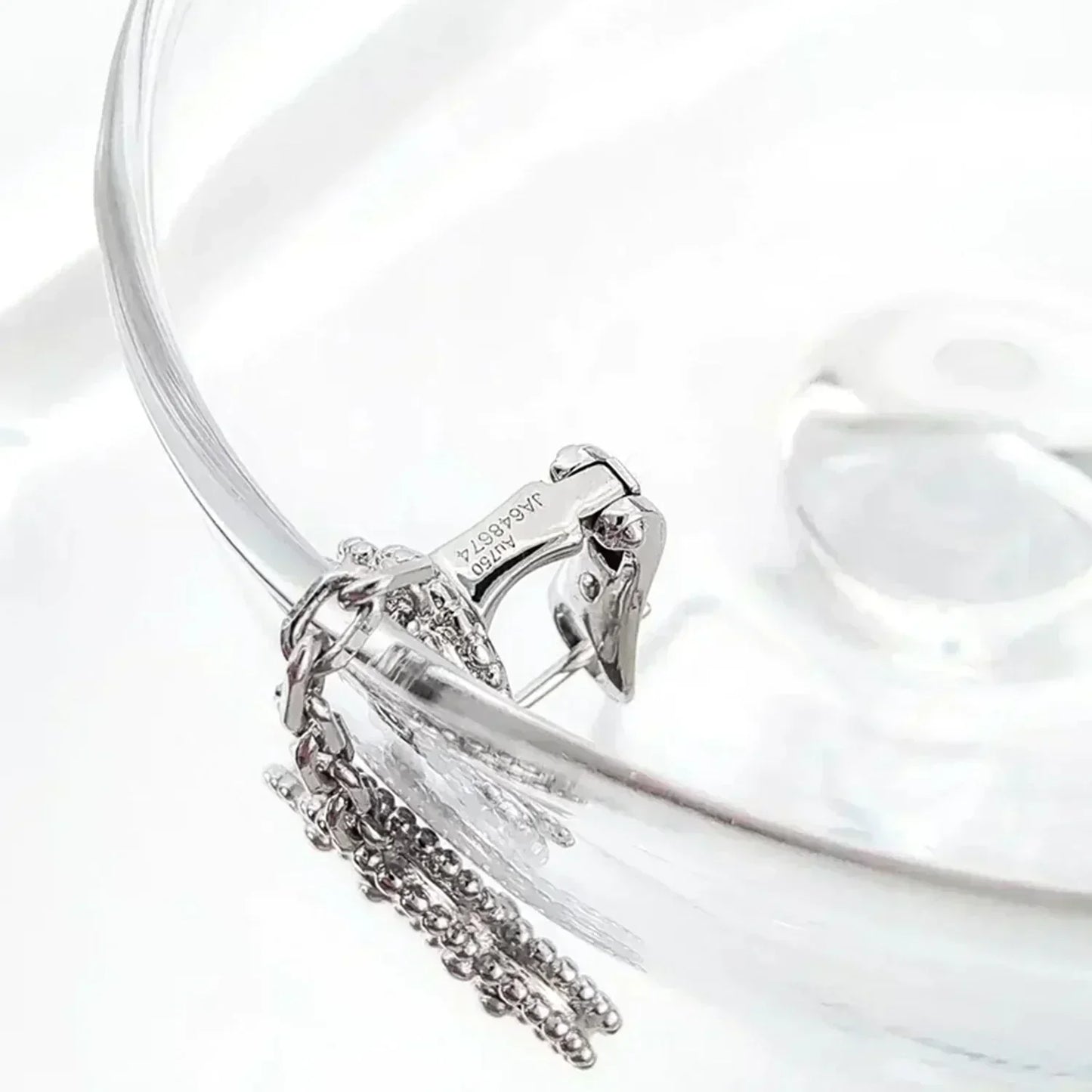 [Royal Top]CLOVER 2 MOTIFS  DIAMOND ONYX EARRINGS SILVER