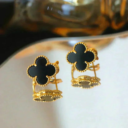 [Royal Top]CLOVER MEDIUM 1 MOTIFS  ONYX STUD EARRINGS