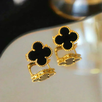 [Royal Top]CLOVER MEDIUM 1 MOTIFS  ONYX STUD EARRINGS
