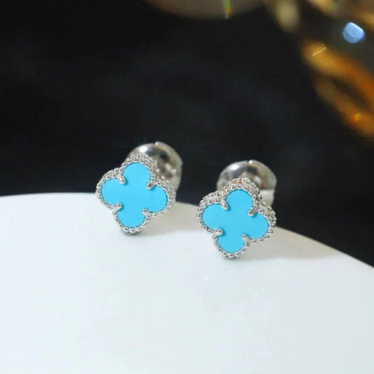 [Royal Top]CLOVER MINI 9.5MM ONYX STUD EARRINGS SILVER
