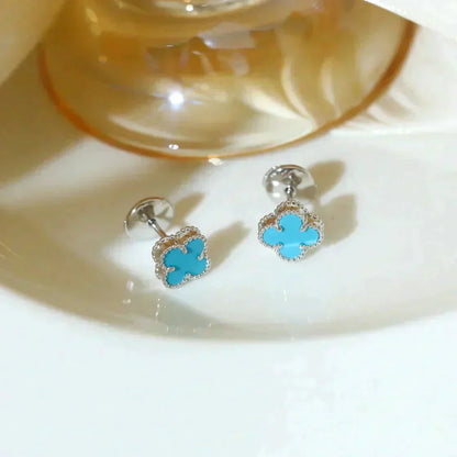 [Royal Top]CLOVER MINI 9.5MM ONYX STUD EARRINGS SILVER