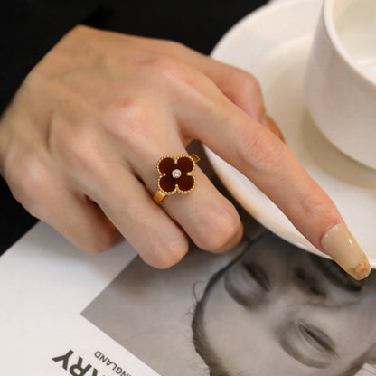 [Royal Top]CLOVER CARNELIAN RING ROSE GOLD DIAMOND