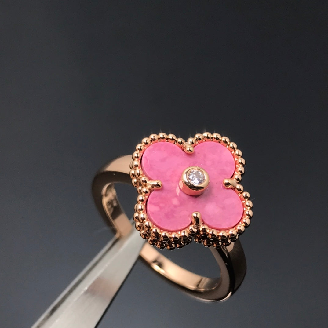 [Royal Top]CLOVER RHODONITE ROSE GOLD RING
