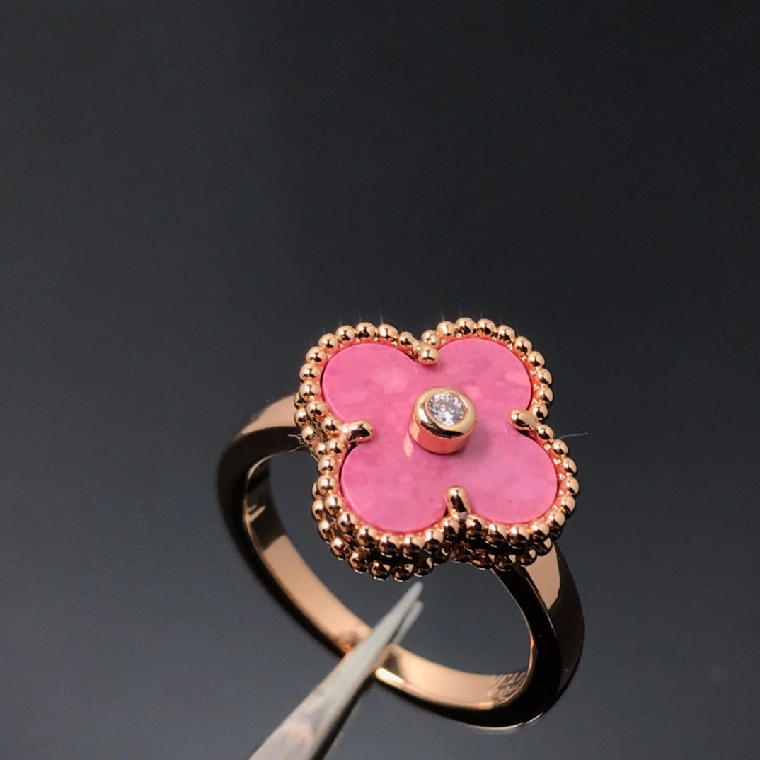 [Royal Top]CLOVER RHODONITE ROSE GOLD RING
