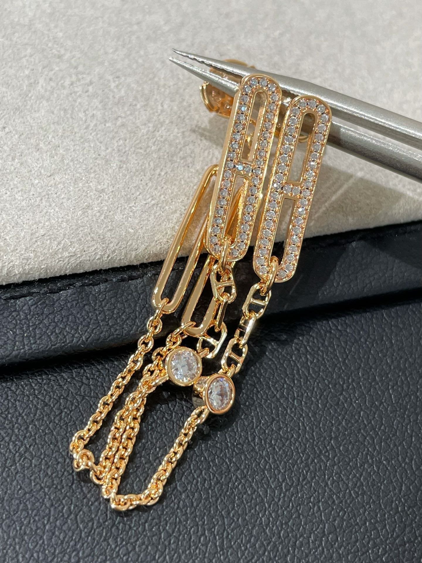 [Royal Top]CHAINE CHAOS DIAMOND DROP EARRINGS