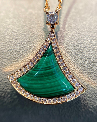 [Royal Top]DREAM MALACHITE DIAMOND PAVED PINK GOLD NECKLACE