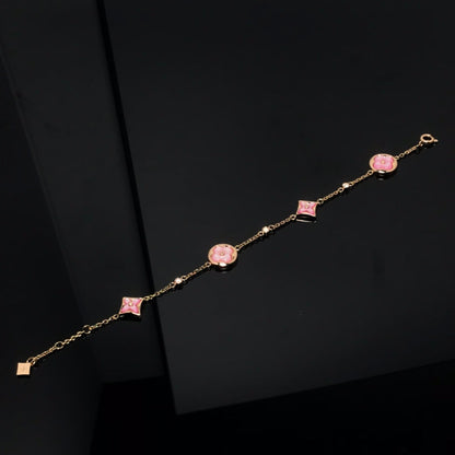 [Royal Top]STAR AND SUN 4 MOTIF PINK MOP PINK GOLD BRACELET