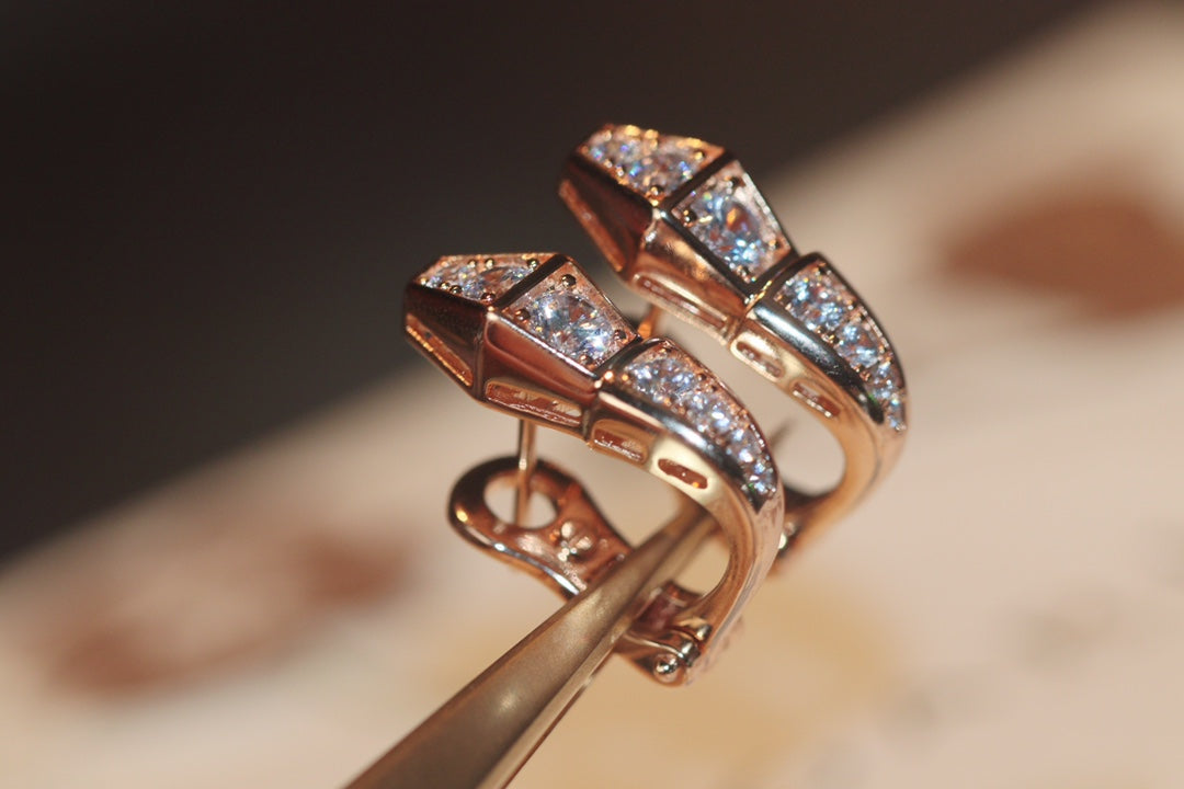 [Royal Top]SERPENT PINK GOLD DIAMOND EARRINGS