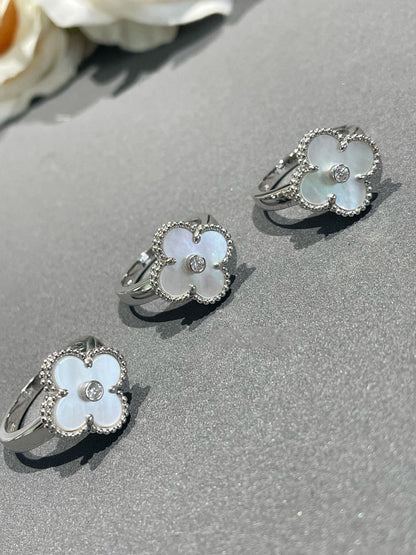 [Royal Top]CLOVER SILVER MOP DIAMOND RING