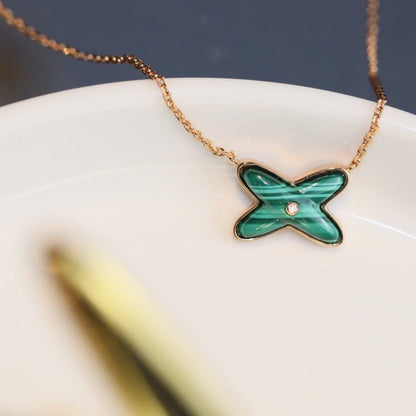 [Royal Top]JEUX MALACHITE 1 DIAMOND PINK GOLD NECKLACE