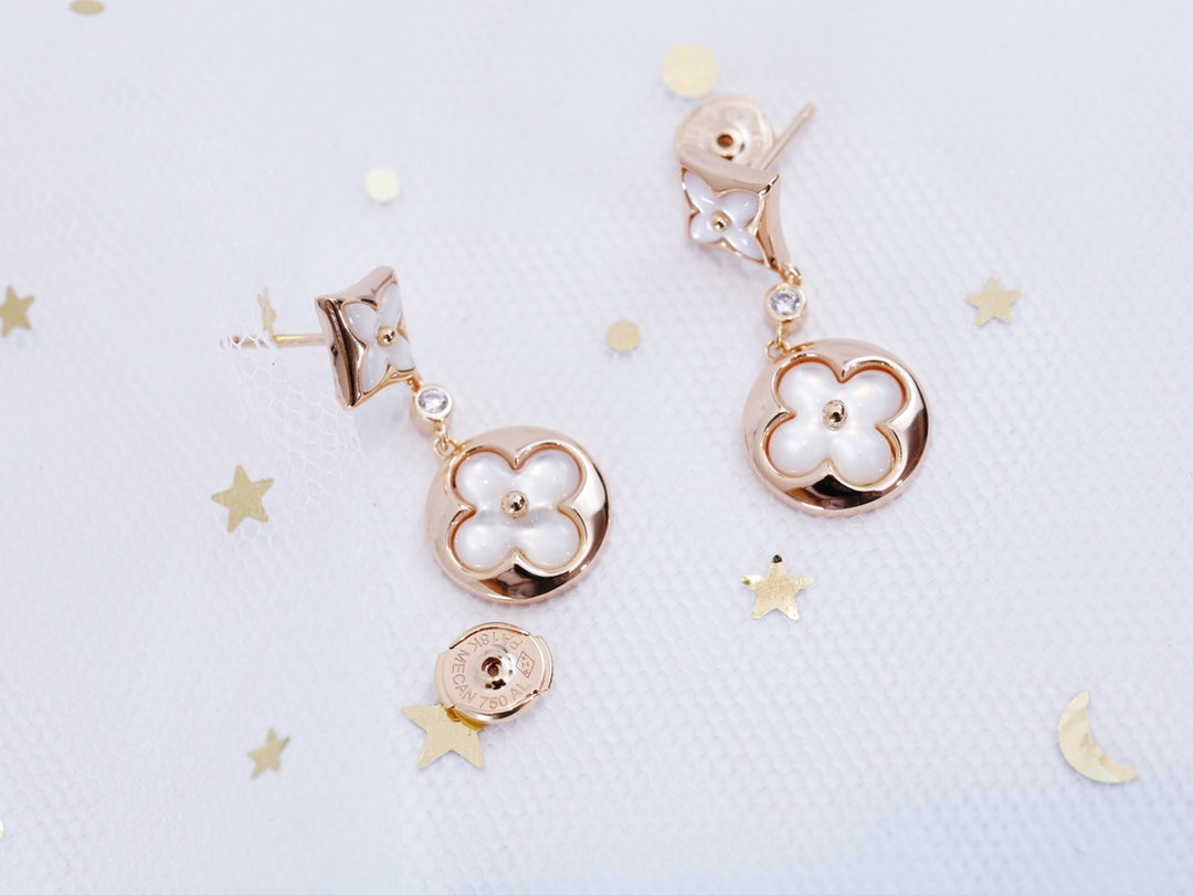 [Royal Top]STAR AND SUN PINK GOLD MOP DROP EARRINGS