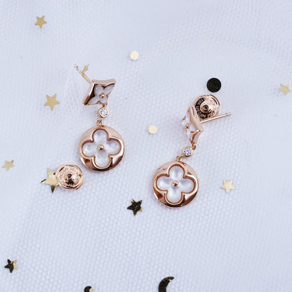[Royal Top]STAR AND SUN PINK GOLD MOP DROP EARRINGS