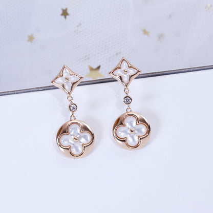 [Royal Top]STAR AND SUN PINK GOLD MOP DROP EARRINGS