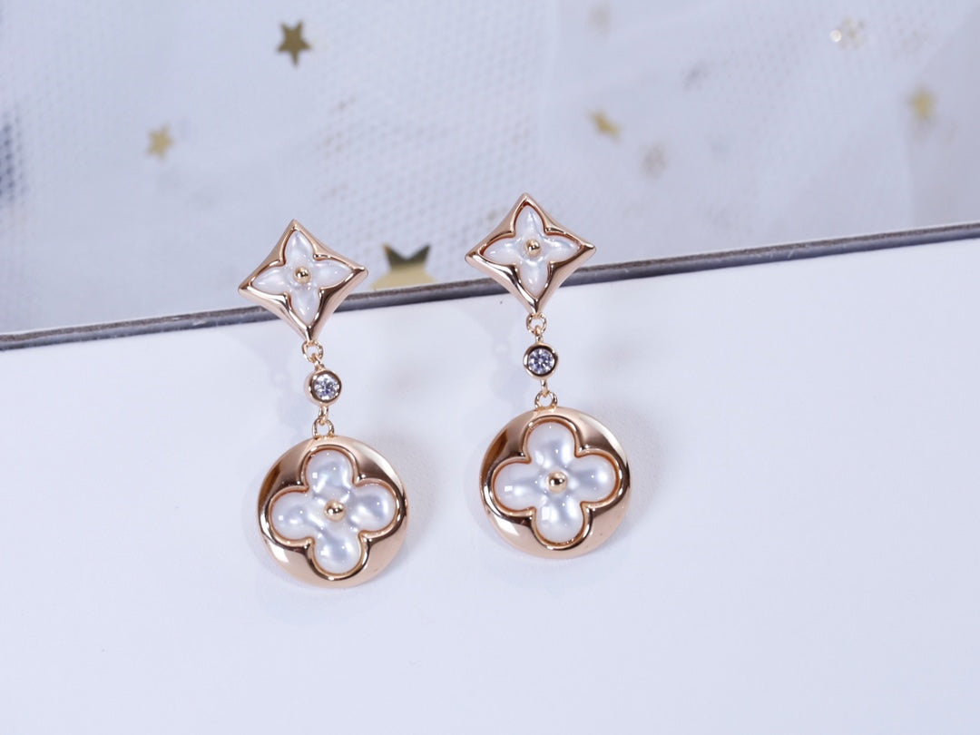 [Royal Top]STAR AND SUN PINK GOLD MOP DROP EARRINGS