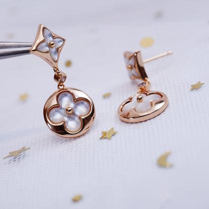 [Royal Top]STAR AND SUN PINK GOLD MOP DROP EARRINGS