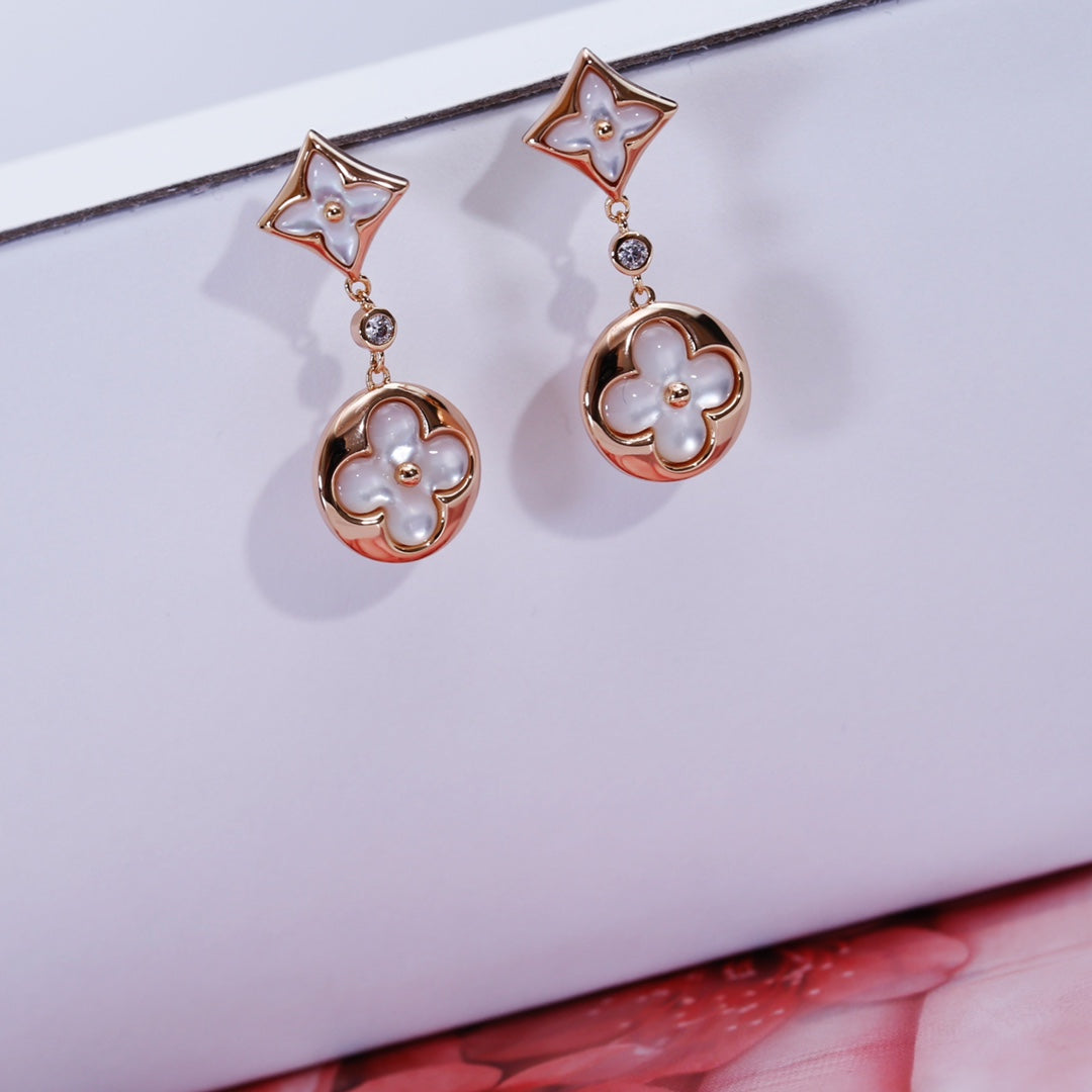 [Royal Top]STAR AND SUN PINK GOLD MOP DROP EARRINGS