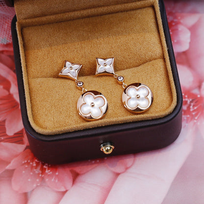 [Royal Top]STAR AND SUN PINK GOLD MOP DROP EARRINGS