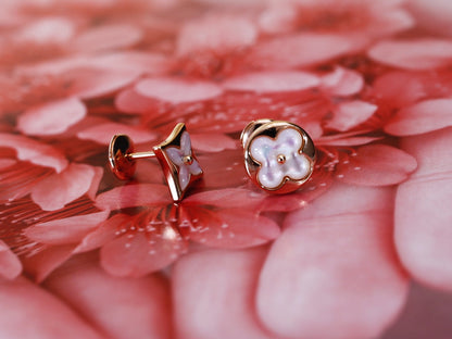 [Royal Top]STAR AND SUN PINK GOLD MOP STUD EARRINGS