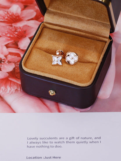[Royal Top]STAR AND SUN PINK GOLD MOP STUD EARRINGS