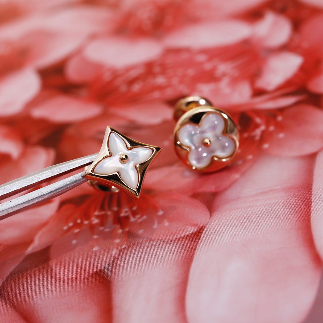 [Royal Top]STAR AND SUN PINK GOLD MOP STUD EARRINGS