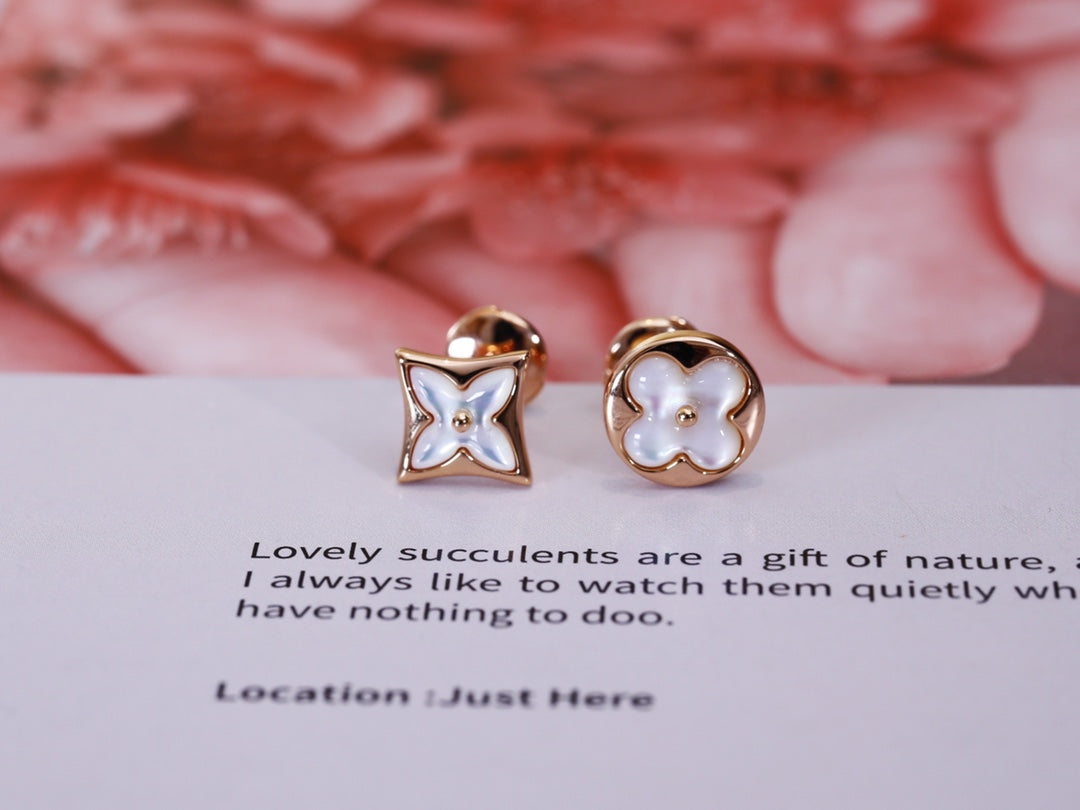 [Royal Top]STAR AND SUN PINK GOLD MOP STUD EARRINGS