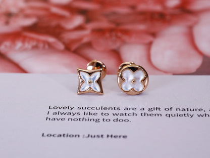 [Royal Top]STAR AND SUN PINK GOLD MOP STUD EARRINGS