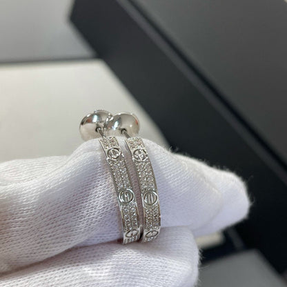 [Royal Top]LOVE DIAMOND SILVER HOOP EARRINGS