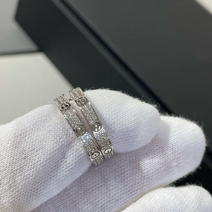[Royal Top]LOVE DIAMOND SILVER HOOP EARRINGS