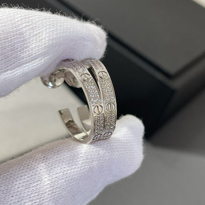 [Royal Top]LOVE DIAMOND SILVER HOOP EARRINGS
