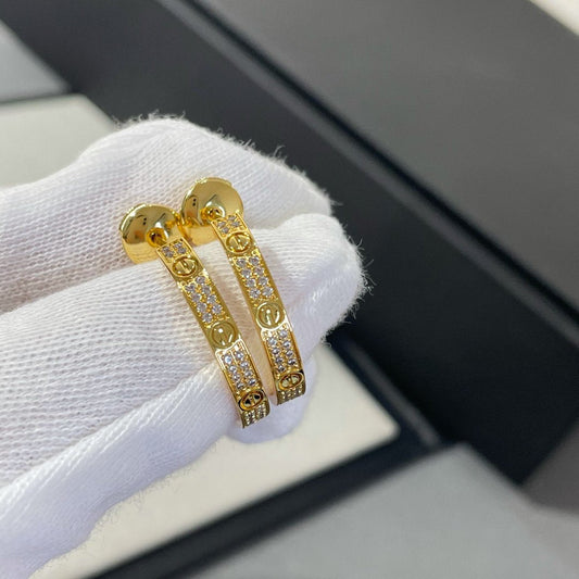 [Royal Top]LOVE DIAMOND GOLD HOOP EARRINGS