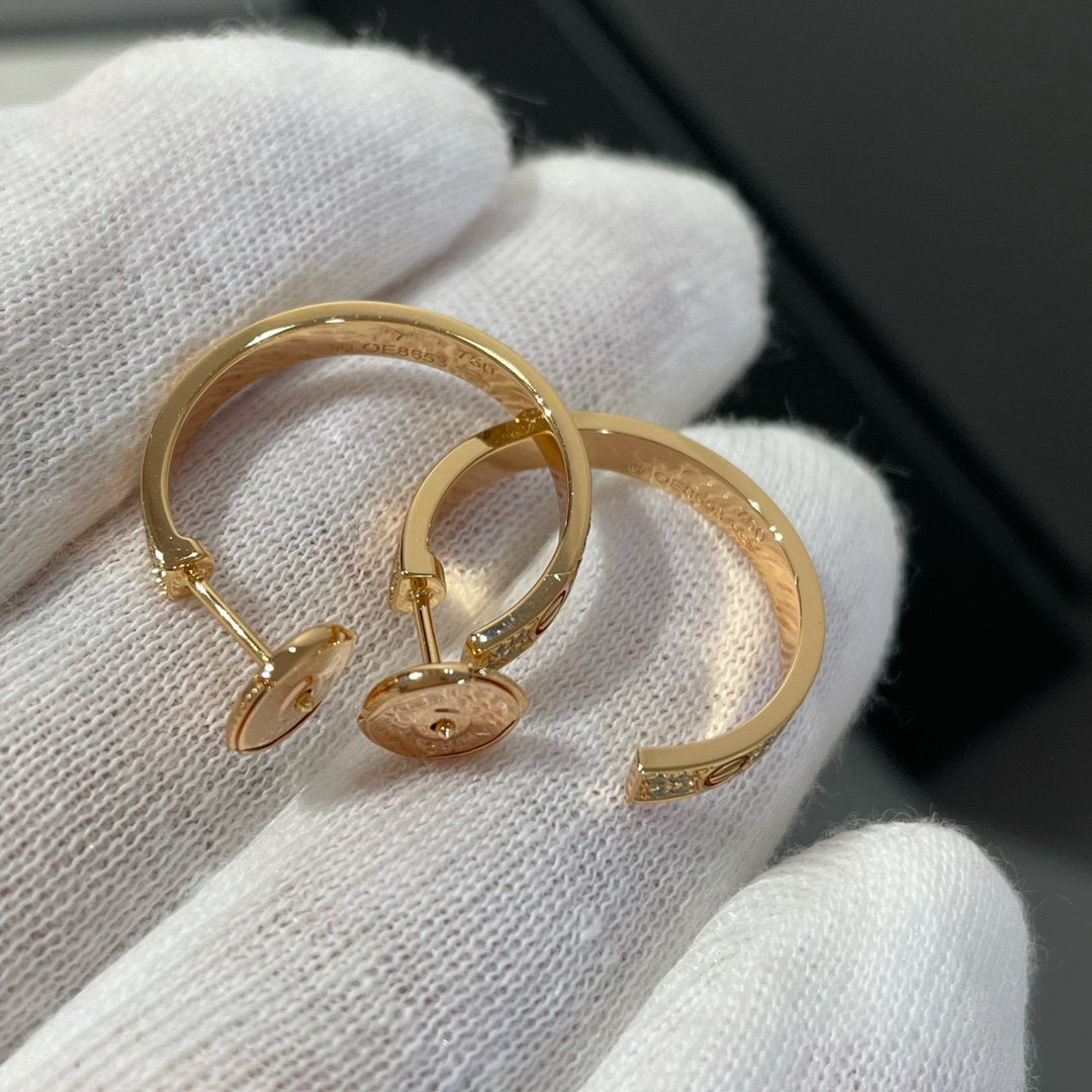 [Royal Top]LOVE DIAMOND PINK GOLD HOOP EARRINGS