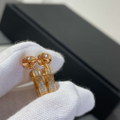 [Royal Top]LOVE DIAMOND PINK GOLD HOOP EARRINGS