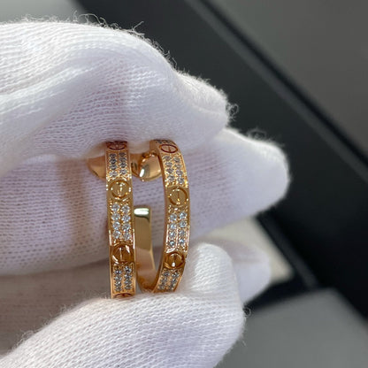 [Royal Top]LOVE DIAMOND PINK GOLD HOOP EARRINGS
