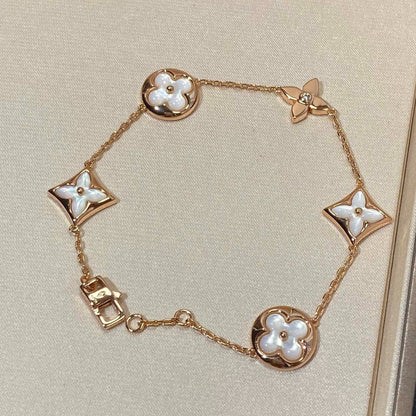 [Royal Top]STAR AND SUN 5 MOTIF MOP PINK GOLD BRACELET