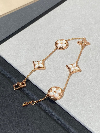 [Royal Top]STAR AND SUN 5 MOTIF MOP PINK GOLD BRACELET