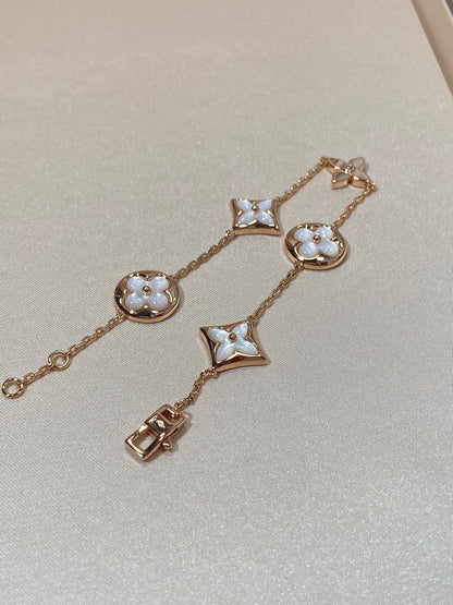 [Royal Top]STAR AND SUN 5 MOTIF MOP PINK GOLD BRACELET