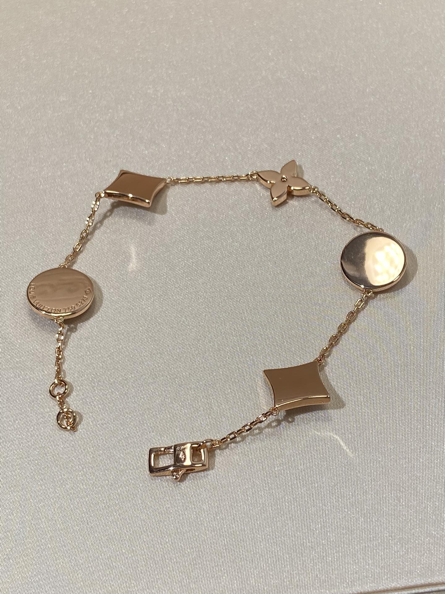 [Royal Top]STAR AND SUN 5 MOTIF MOP PINK GOLD BRACELET