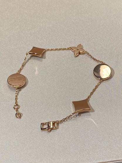 [Royal Top]STAR AND SUN 5 MOTIF MOP PINK GOLD BRACELET