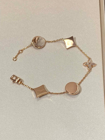 [Royal Top]STAR AND SUN 5 MOTIF MOP PINK GOLD BRACELET