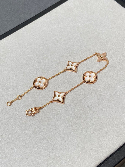 [Royal Top]STAR AND SUN 5 MOTIF MOP PINK GOLD BRACELET