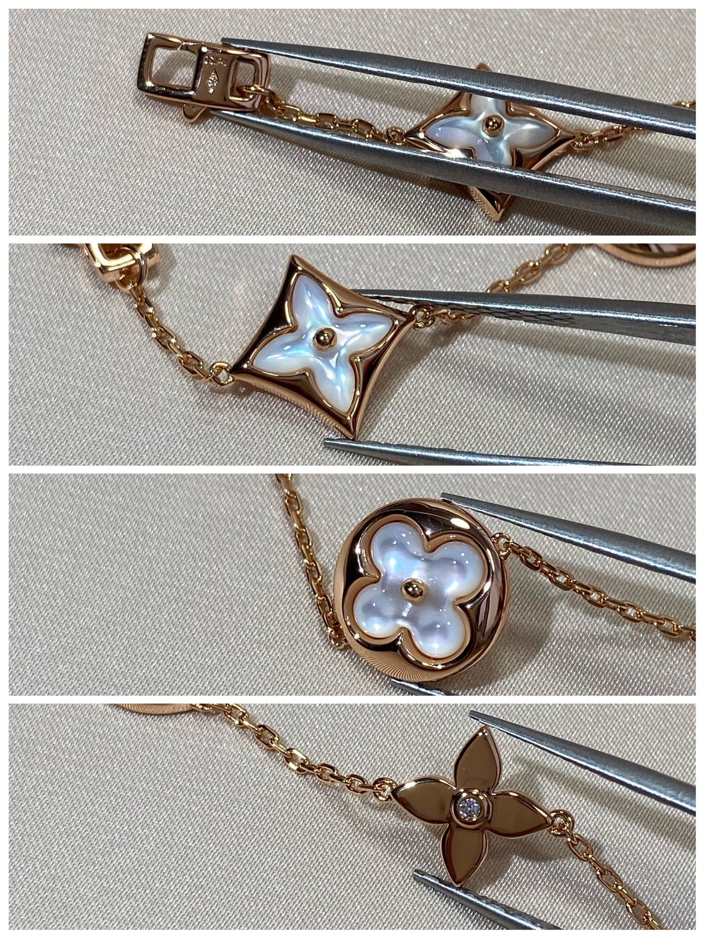 [Royal Top]STAR AND SUN 5 MOTIF MOP PINK GOLD BRACELET