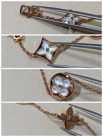 [Royal Top]STAR AND SUN 5 MOTIF MOP PINK GOLD BRACELET