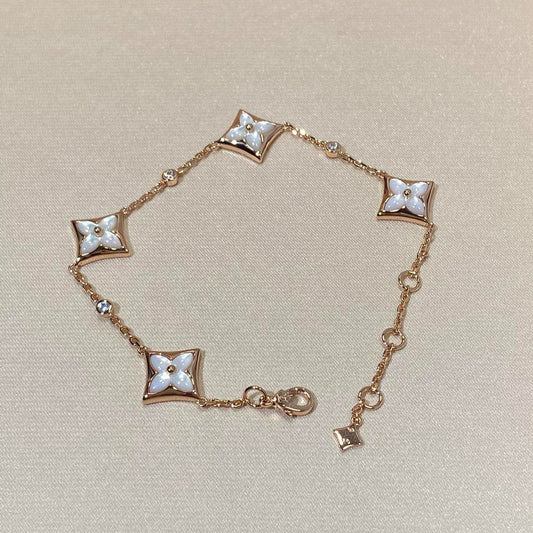 [Royal Top]STAR 4 MOTIF MOP DIAMOND PINK GOLD BRACELET