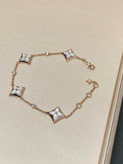 [Royal Top]STAR 4 MOTIF MOP DIAMOND PINK GOLD BRACELET