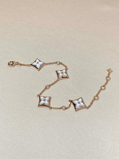 [Royal Top]STAR 4 MOTIF MOP DIAMOND PINK GOLD BRACELET